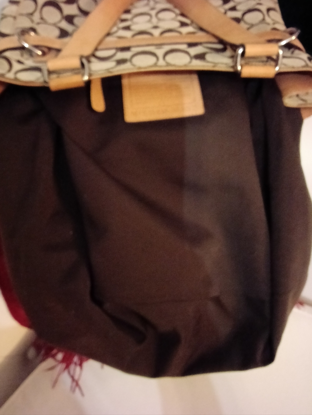 #V5 Coach Hampton VINTAGE Tan/Khaki Sign. Canvas Belted Tote Creed- E04M-6352 - Picture 12 of 16